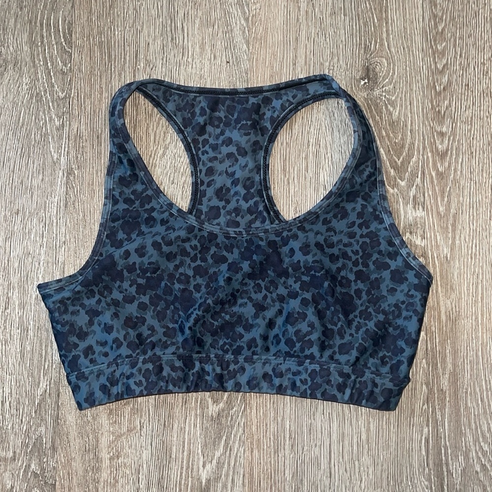 ALLFENIX Anthropologie Sports Bra animal leopard print size medium blue gray